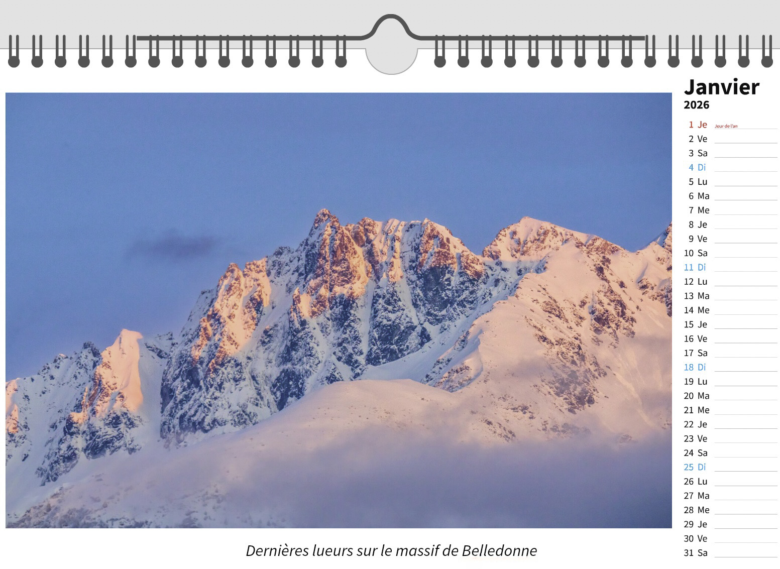 Calendrier 2026 Belledonne