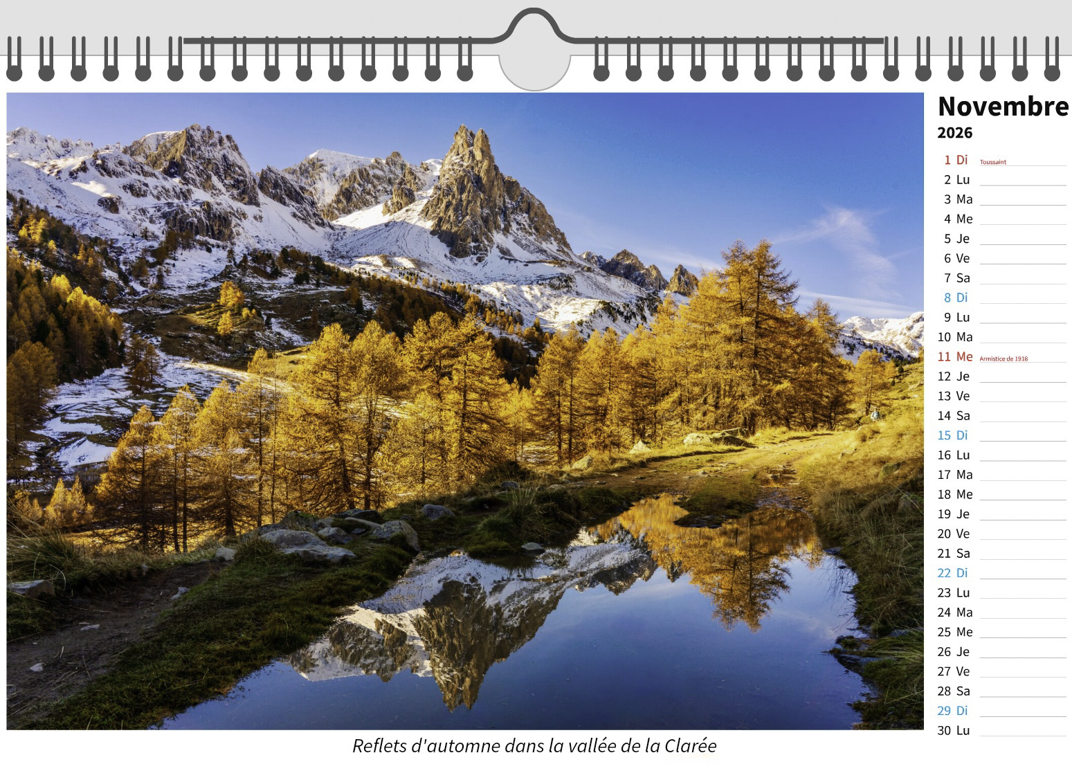 Calendrier 2026 Clarée