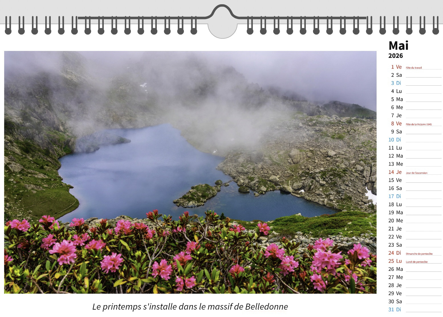 Calendrier Montagne 2026 Belledonne Lac