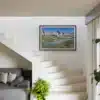 Lac Blanc en Vanoise mis en valeur dans un escalier – Transformez un espace de passage en une galerie d’art alpine. Tirage d’art disponible sur aluminium dibond. Tableau du Lac Blanc en Vanoise encadré dans un escalier moderne - Décoration montagne par Gaëtan Michel